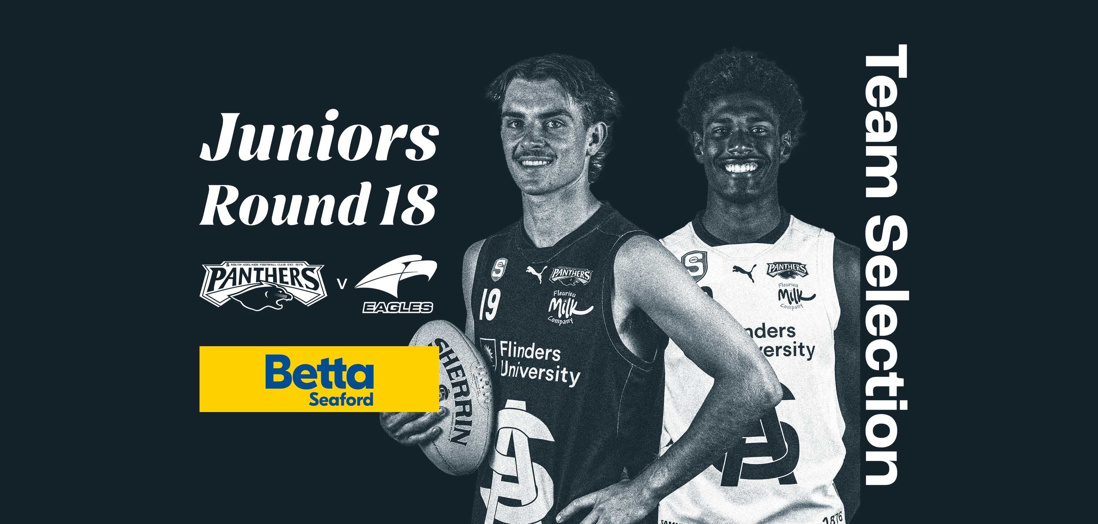 BETTA Team Selection: Juniors Round 18 v Woodville West-Torrens BETTA Team Selection: Juniors Round 18 v Woodville West-Torrens